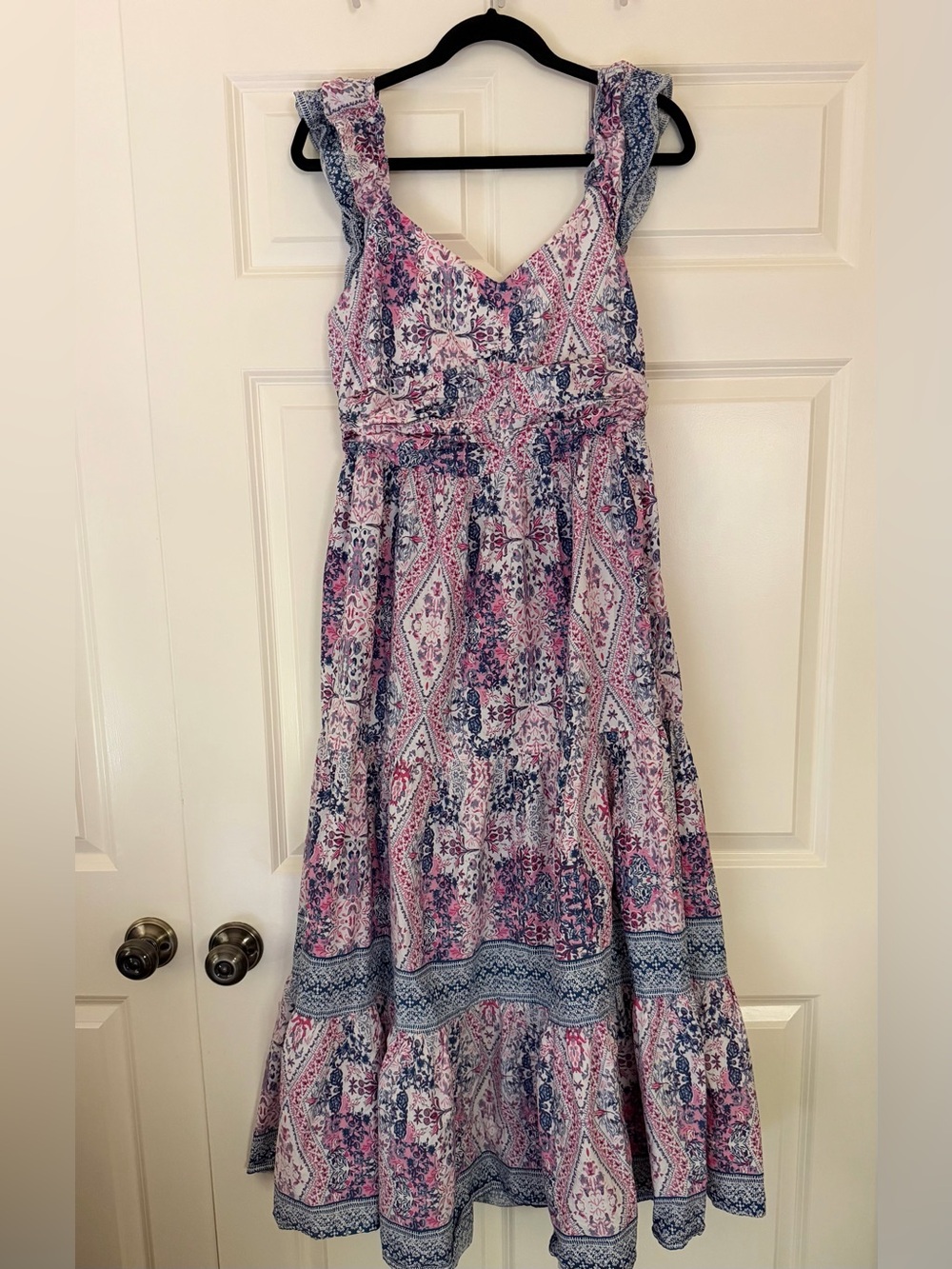Caroline Constas Pink & Blue Floral Maxi Dress